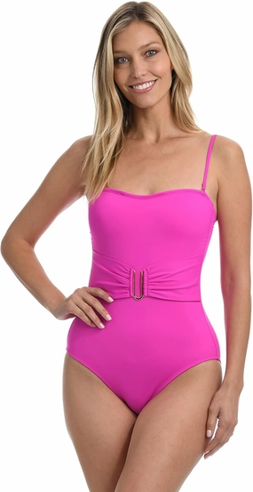 La Blanca Women's Standard Island Goddess Bandeau One Piece Swimsuit