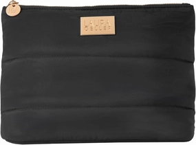 LAURA GELLER NEW YORK Quilted Makeup Bag, Black - Toiletry Bag Organizer for Travel - Large Capacity Full Size Makeup Bag - Easy to Clean
