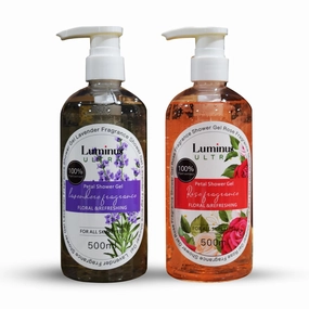 Lavender and Rose Nourishing & Invigorating Foaming Rose Petal Shower Gel, Body Wash - All Skin Types, Men and Women, 16.9x2fl.oz