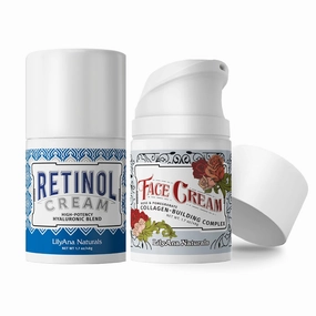 LilyAna Naturals Anti Aging Retinol Cream and Face Cream Bundle 1.07 oz - Retinol Moisturizer for Face and Anti-Aging Wrinkle Cream for Face, Helps With Dry Skin and Dark Spot Brightening