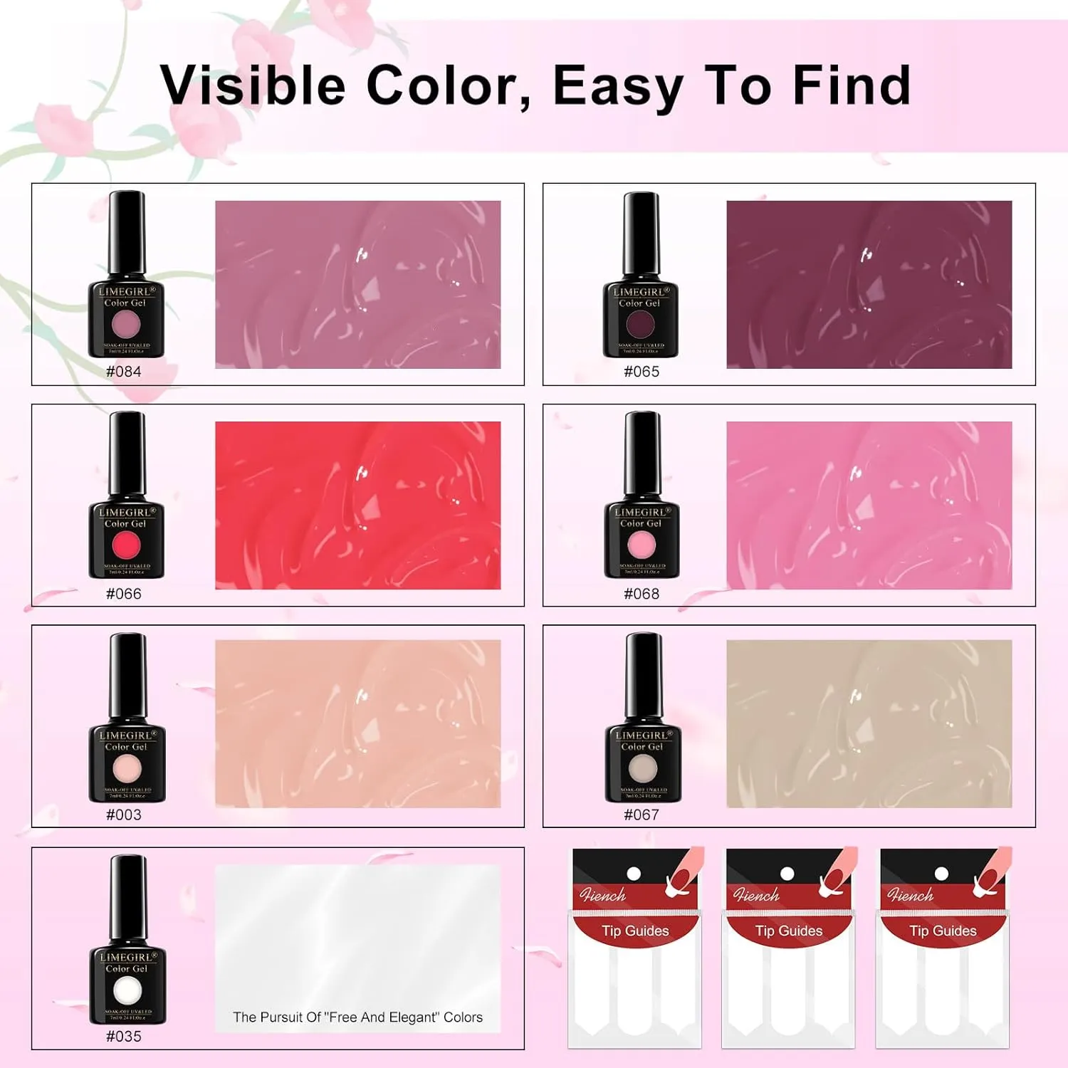 LimeGirl Gel Nail Polish Kit with U V Light, 23PCS Starter Kit with 7 Colors Salon-Grade Gel Polish, Classic French White/Mauve Grey/Hot Pink for Elegant Style, 120W UV Nail Lamp for Fast Curing