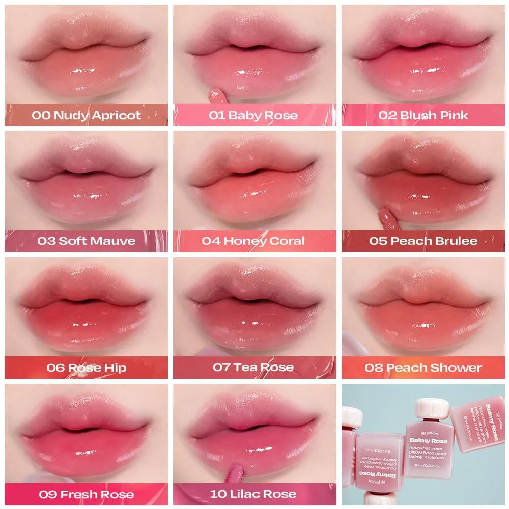 Lip Potion Balmy Rose | Creamy, Hydrating, Rosy Lip Tint with a Subtle Glow | 0.3 Oz (No.7 Tea Rose)