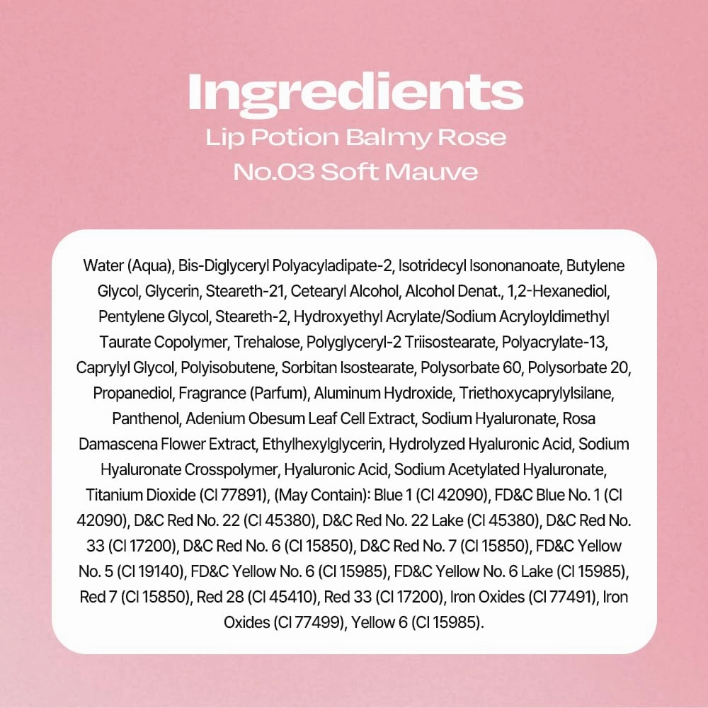 Lip Potion Balmy Rose | Creamy, Hydrating, Rosy Lip Tint with a Subtle Glow | 0.3 Oz (No.3 Soft Mauve)