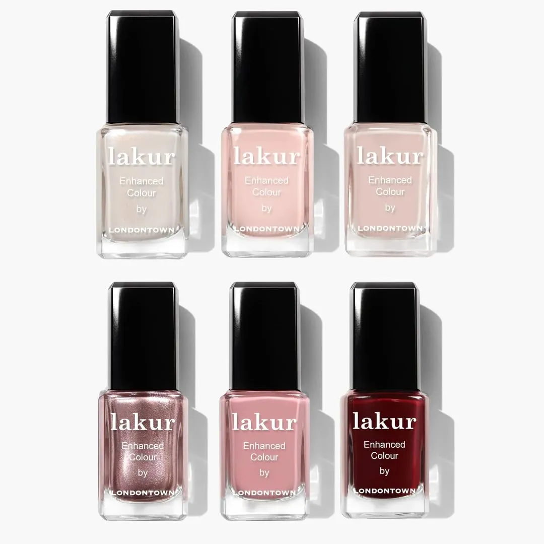 LONDONTOWN Blushing Bride Collection - 21  Free Vegan Cruelty-Free Nail Polish Wedding Set, Shimmery Creme Pink Red Colors, 6-pc 0.40fl oz