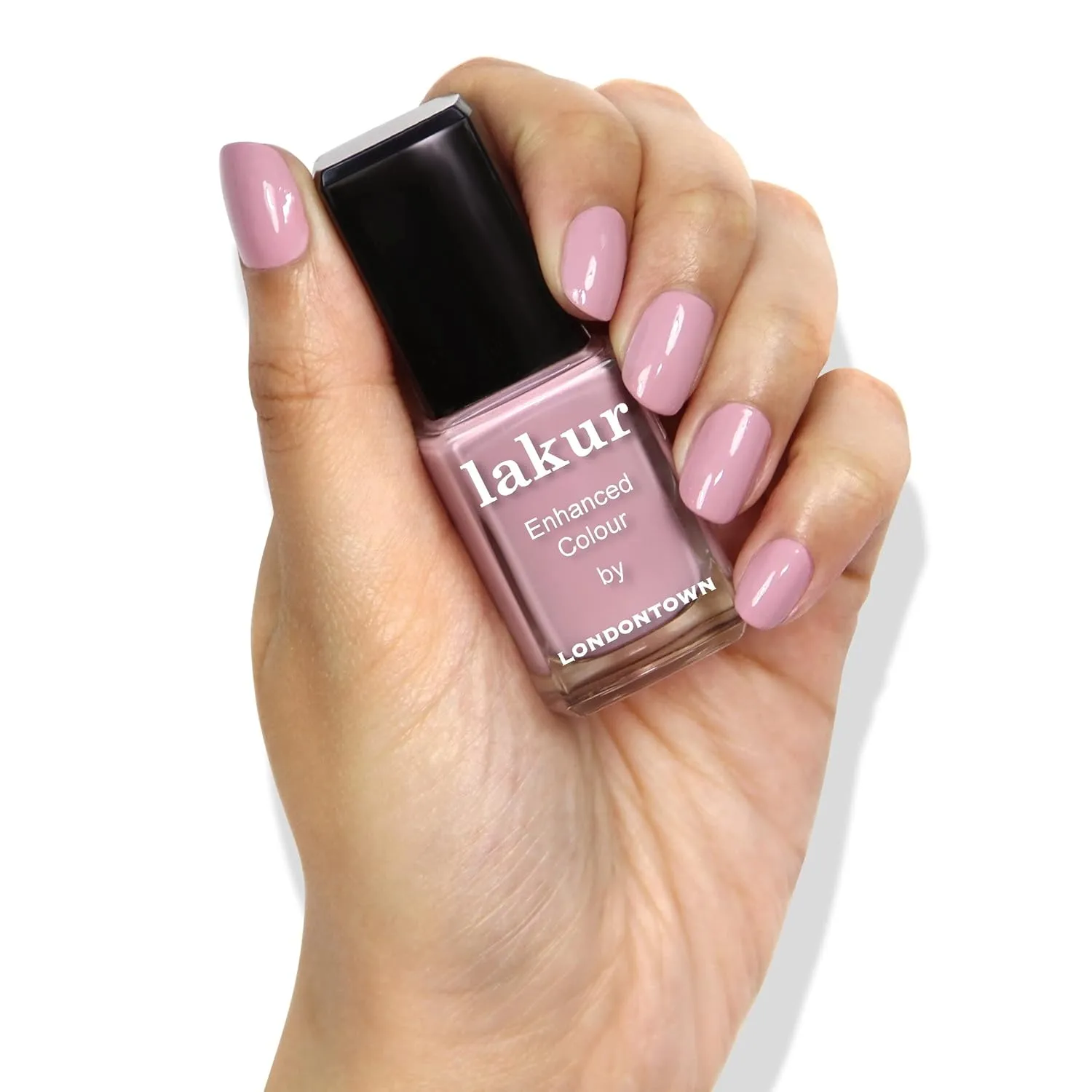 LONDONTOWN lakur Nail Polish - Chip-Resistant, Non-Toxic, Conditions & Hydrates Nails | Glossy Shimmery Sheer Pink, .40 fl oz