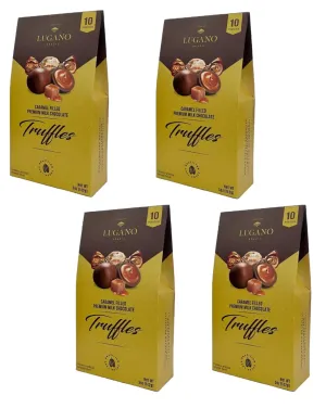 Lugano Premium Milk Chocolate Truffles Caramel Filled - Pack of 4 - Delicious and Decadent Chocolate - Perfect for Sharing with Friends and Family - 10 Truffles Per Box