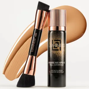 LUMINESS Spray Airbrush Foundation Makeup with Buffing Brush, Medium Shade 040 - Lightweight, Full Coverage Foundation for Face - Concealer for Seamless Blending, Natural-Looking Finish, 2.36 fl oz