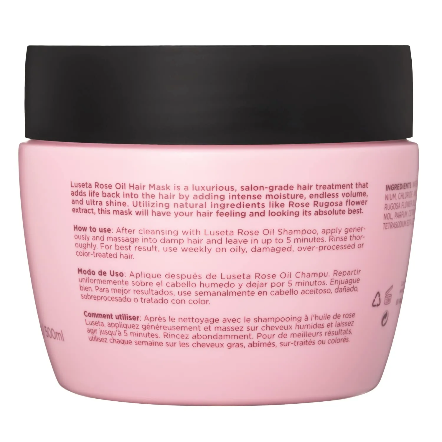 Luseta Rose Oil Hair Mask Moisturing & Hydrating Masque 16.9 Oz Deep Nourishment for Fine and Dry Hair, Sulfate and Paraben Free