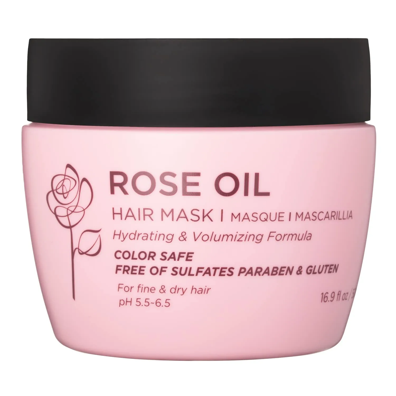 Luseta Rose Oil Hair Mask Moisturing & Hydrating Masque 16.9 Oz Deep Nourishment for Fine and Dry Hair, Sulfate and Paraben Free