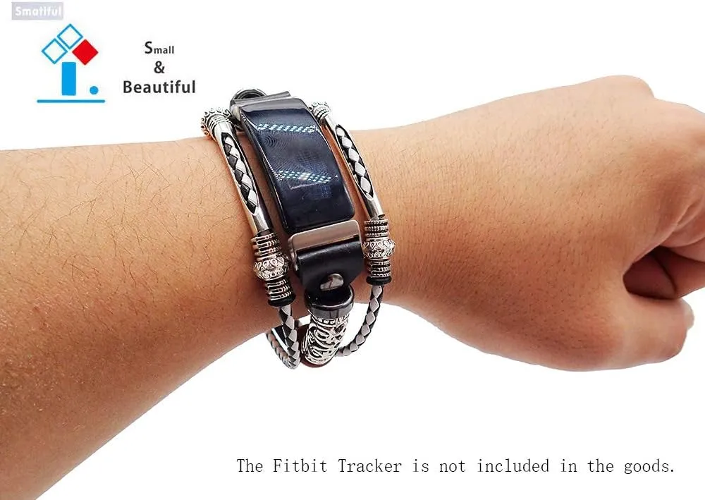 Luxe Bling Bands with Pin for Womens and Girls, Adjustable Accessory Thin Genuine Leather Exercise Watch Band Compatible with for Fitbit Luxe, Black and White