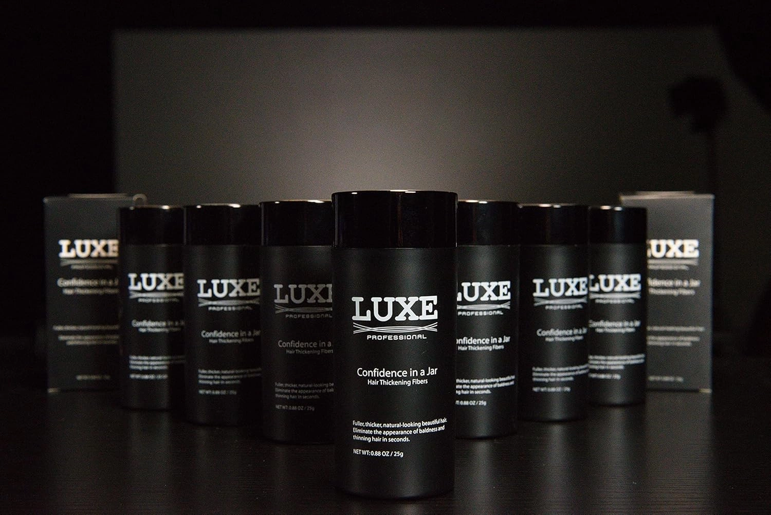LUXE Hair Thickening Fibers - CONFIDENCE IN A JAR – 2 Months  Supply! – Hypoallergenic, Dermatologist Tested – Multiple Colors Available (Medium Brown)
