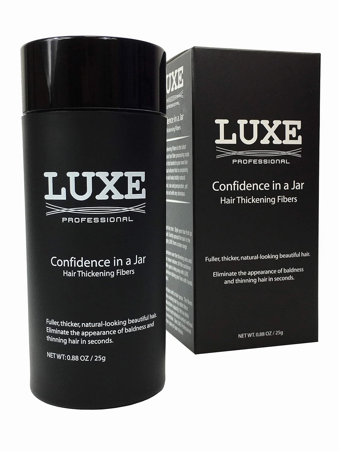 LUXE Hair Thickening Fibers - CONFIDENCE IN A JAR – 2 Months  Supply! – Hypoallergenic, Dermatologist Tested – Multiple Colors Available (Medium Brown)