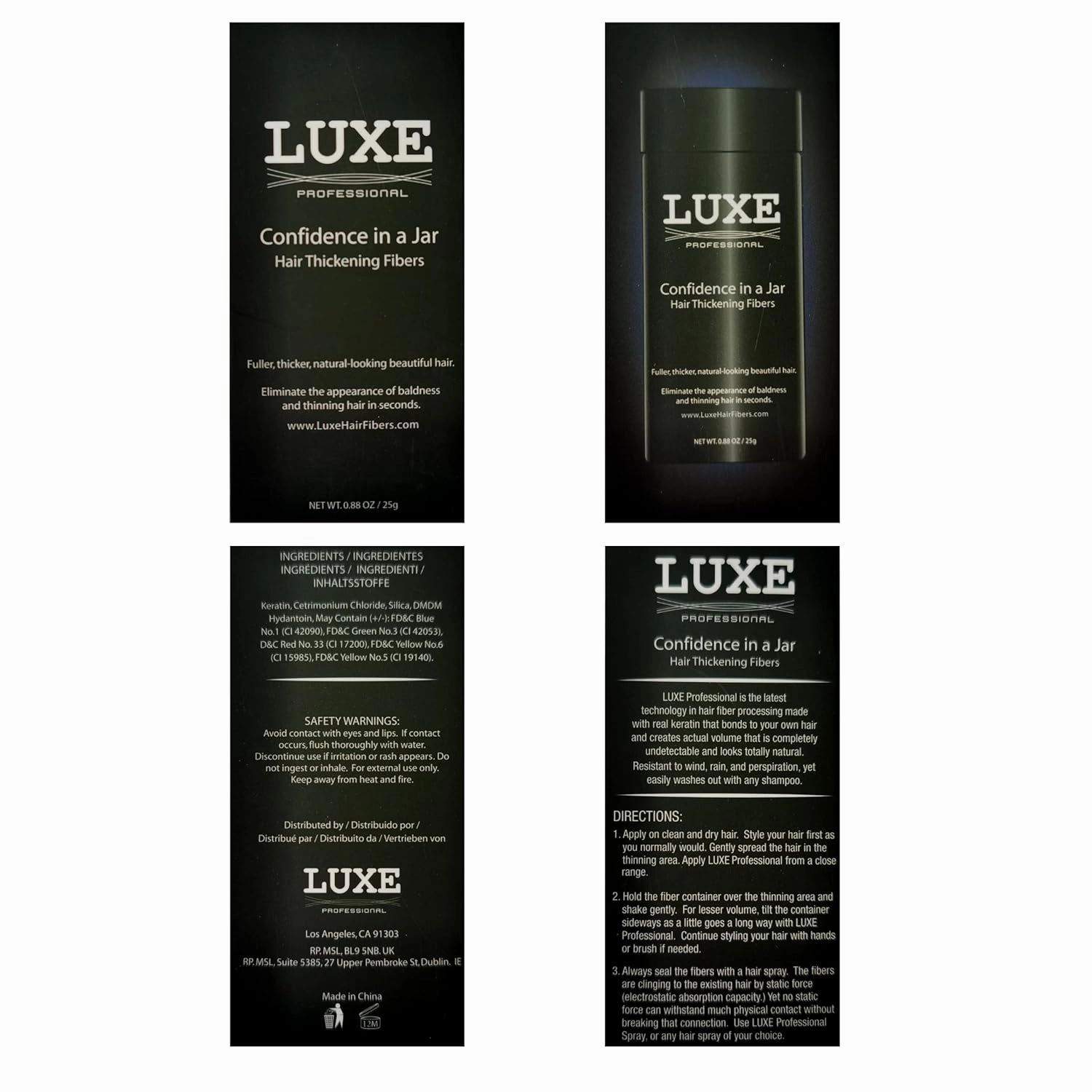 LUXE Hair Thickening Fibers - CONFIDENCE IN A JAR – 2 Months  Supply! – Hypoallergenic, Dermatologist Tested – Multiple Colors Available (Medium Brown)