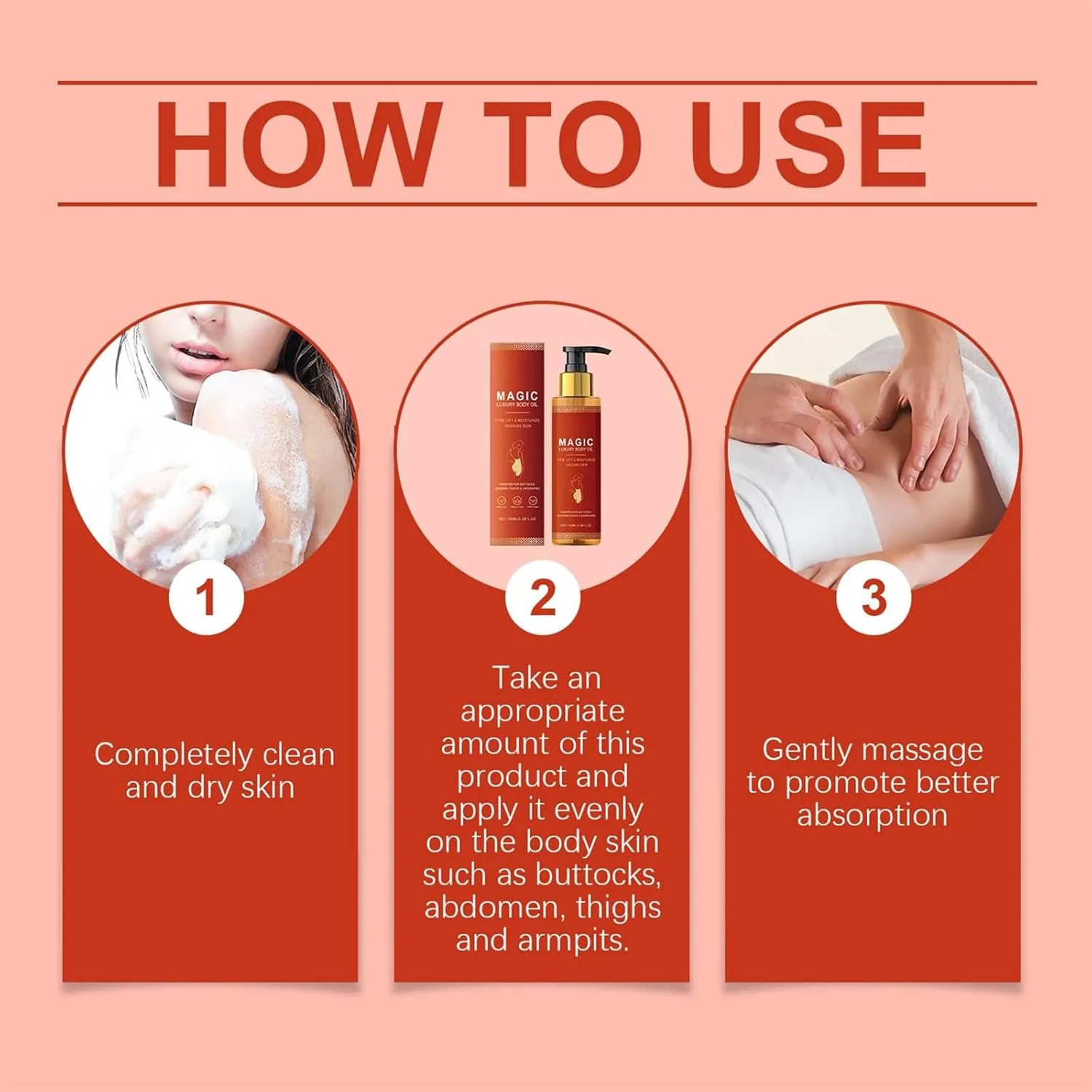 Magic Body Firming Oil,Magic Luxury Body Firming Oil with Vitamin E, Rosehip, and Almond Oils,Ultra Hydrating And Firmings Skin,Lightweight & Non-Greasy For Crepe Skin (2pcs, One size)