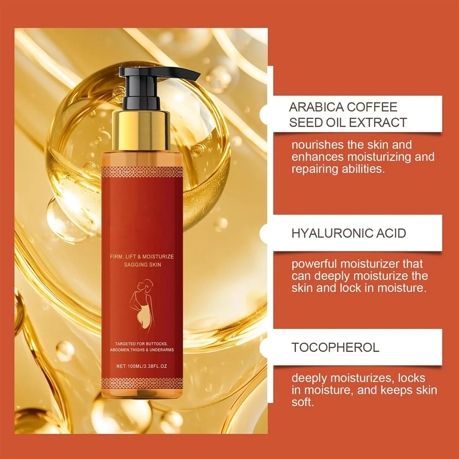 Magic Body Firming Oil,Magic Luxury Body Firming Oil with Vitamin E, Rosehip, and Almond Oils,Ultra Hydrating And Firmings Skin,Lightweight & Non-Greasy For Crepe Skin (2pcs, One size)