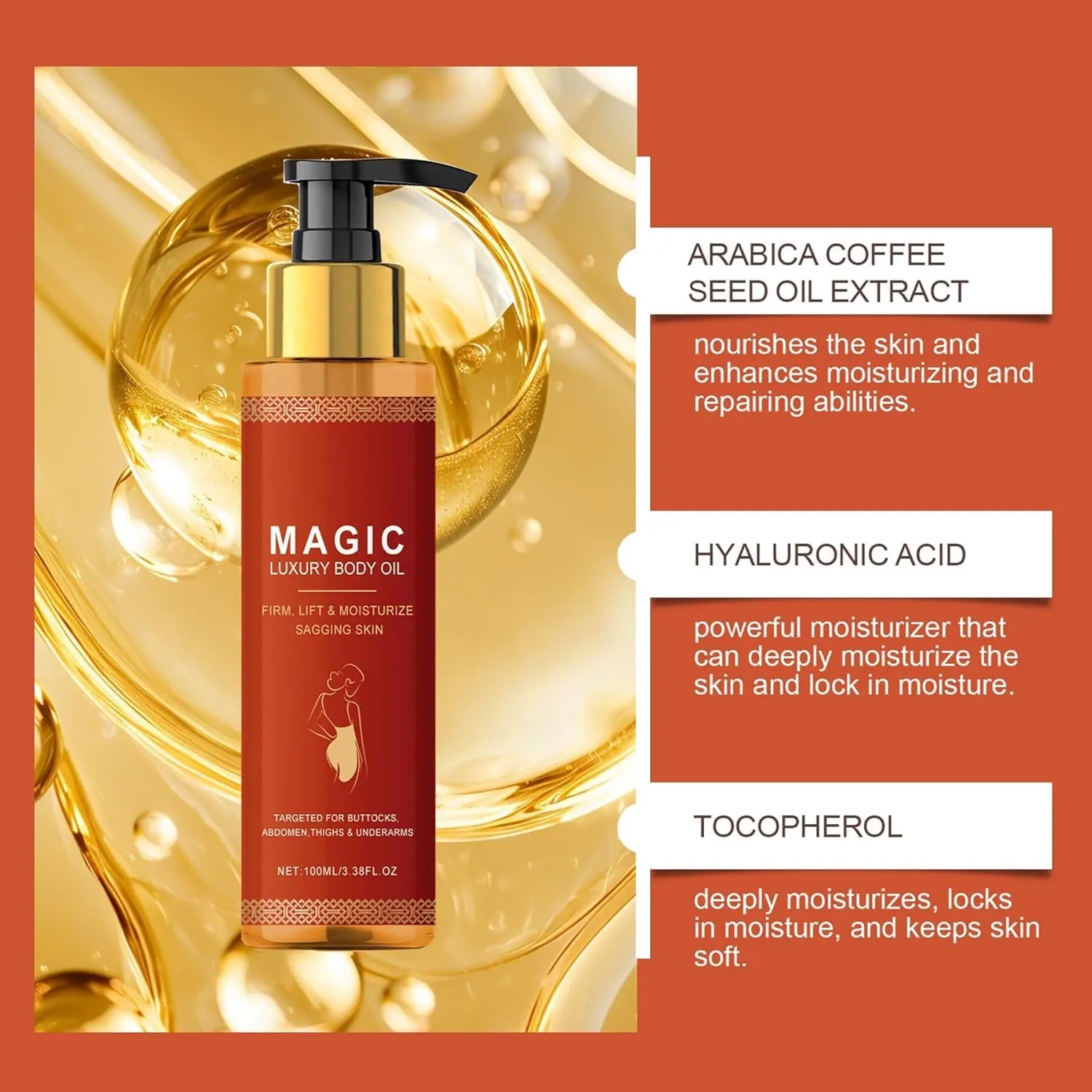 Magic Luxury Body Oil, Natural Botanicals Oil for Women, Magic Body&Oil Skin Tightening for Full Body Use (Body Oil, 6.76 Floz)