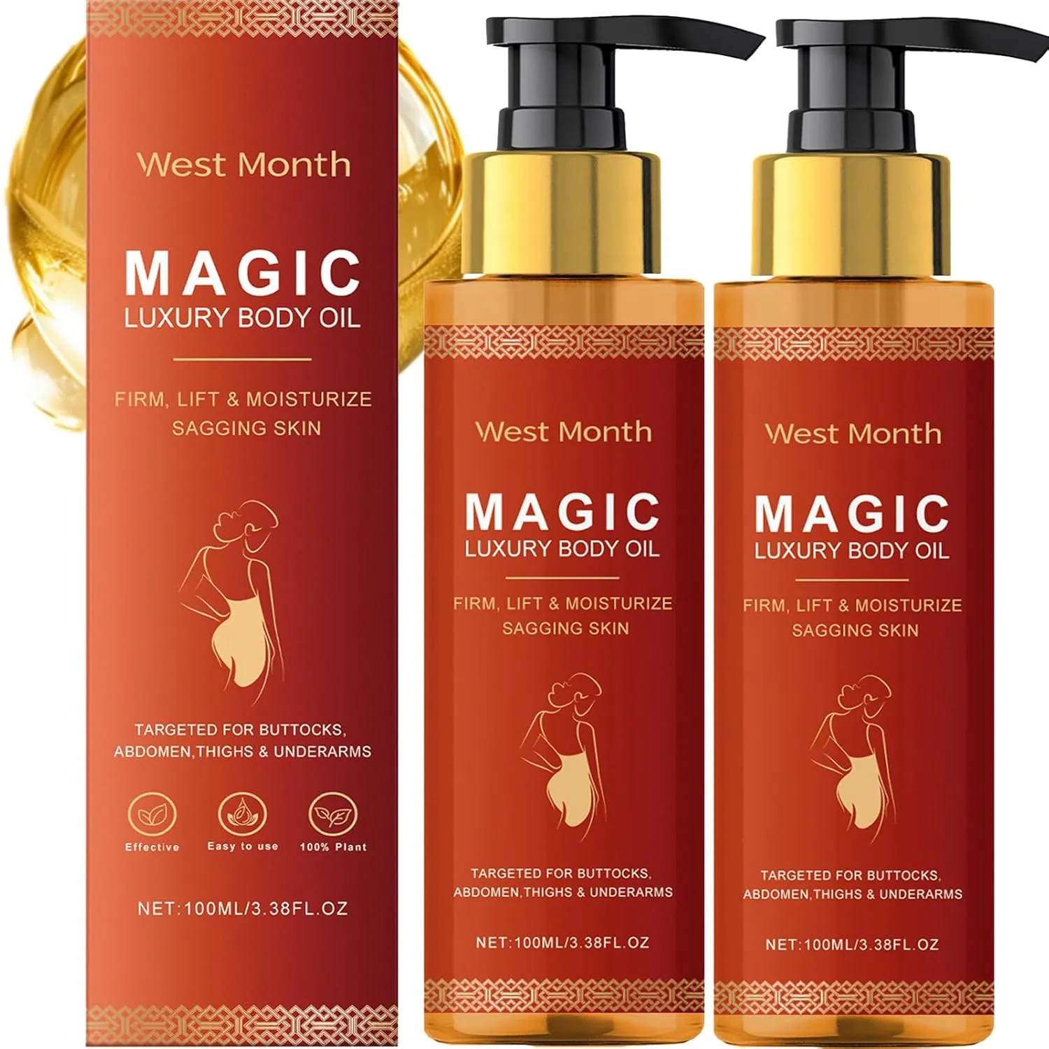 Magic Luxury Body Oil, Natural Botanicals Oil for Women, Magic Body&Oil Skin Tightening for Full Body Use (Body Oil, 6.76 Floz)