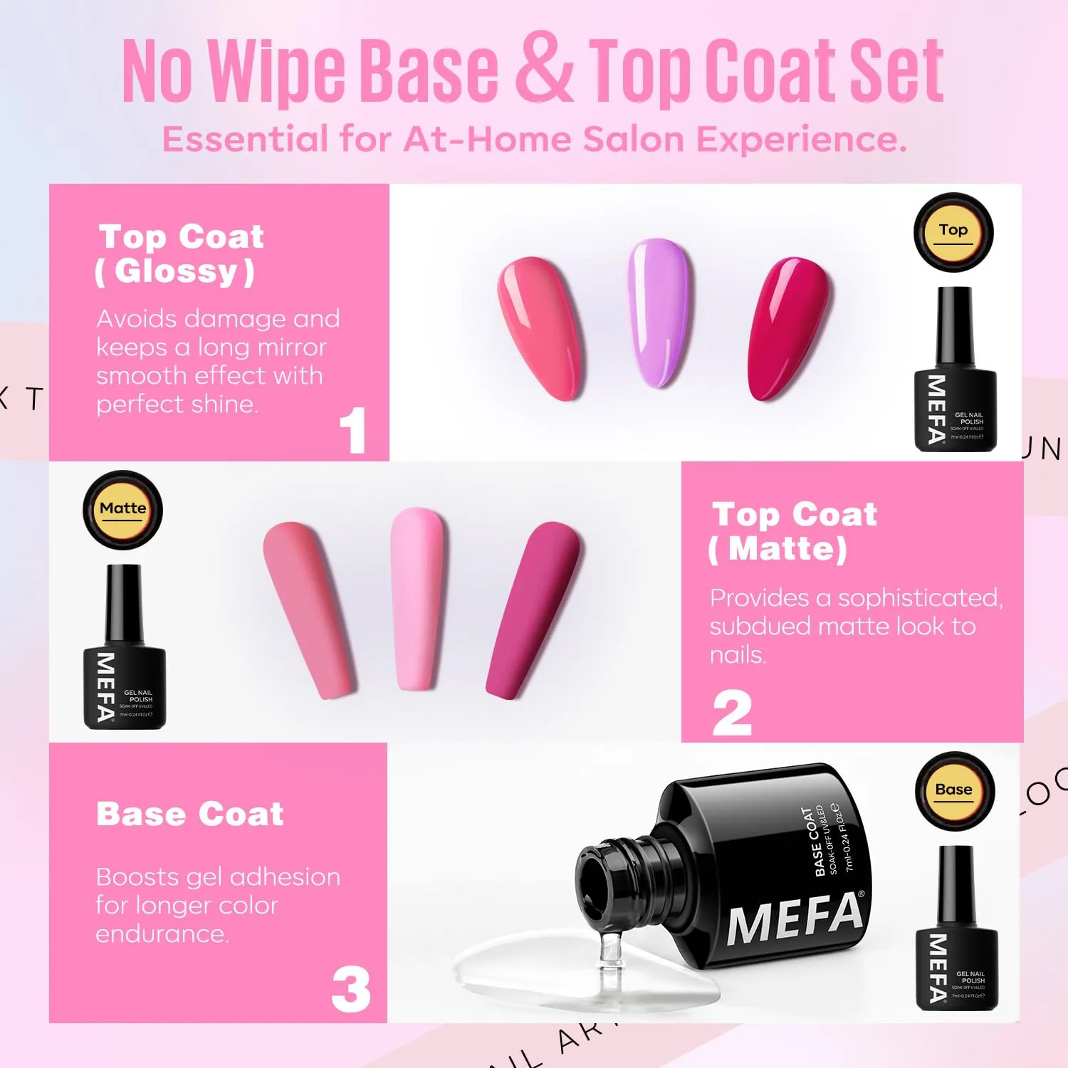 MEFA 32 Colors Gel Nail Polish Kit with U V Light, Spring Bright Pastel 54Pcs Pink Gel Polish Nail Set with Matte/Glossy Base Top Coat Essential Manicure Tools Nails Art Decorations Women Gifts