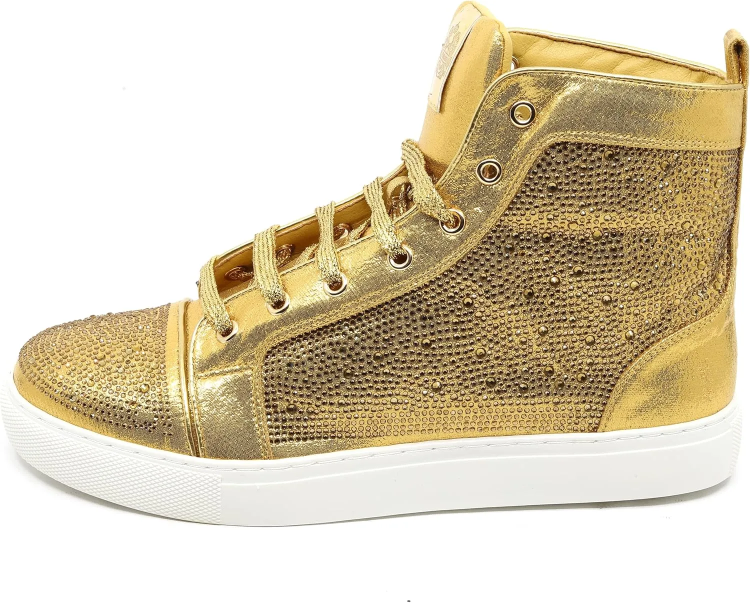 Men's High Top Crystal Shimmer Rhinestone Flat Fashion Casual Sneakers Shoes SNK-07