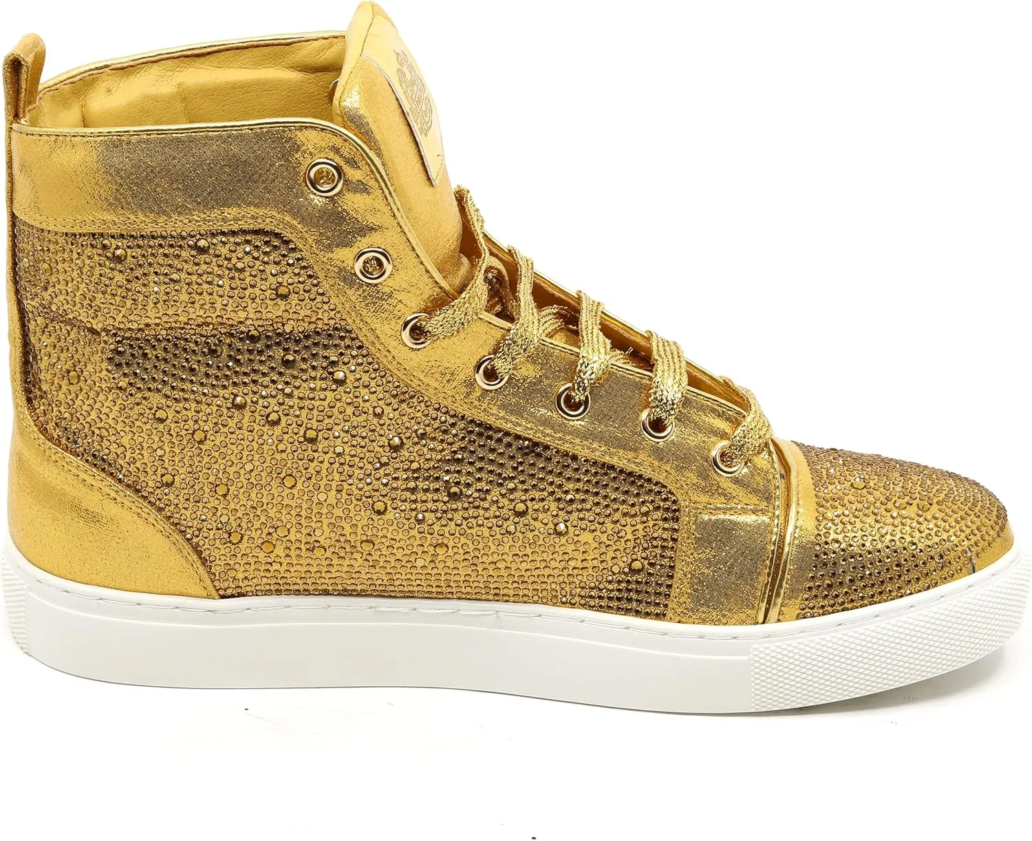 Men's High Top Crystal Shimmer Rhinestone Flat Fashion Casual Sneakers Shoes SNK-07