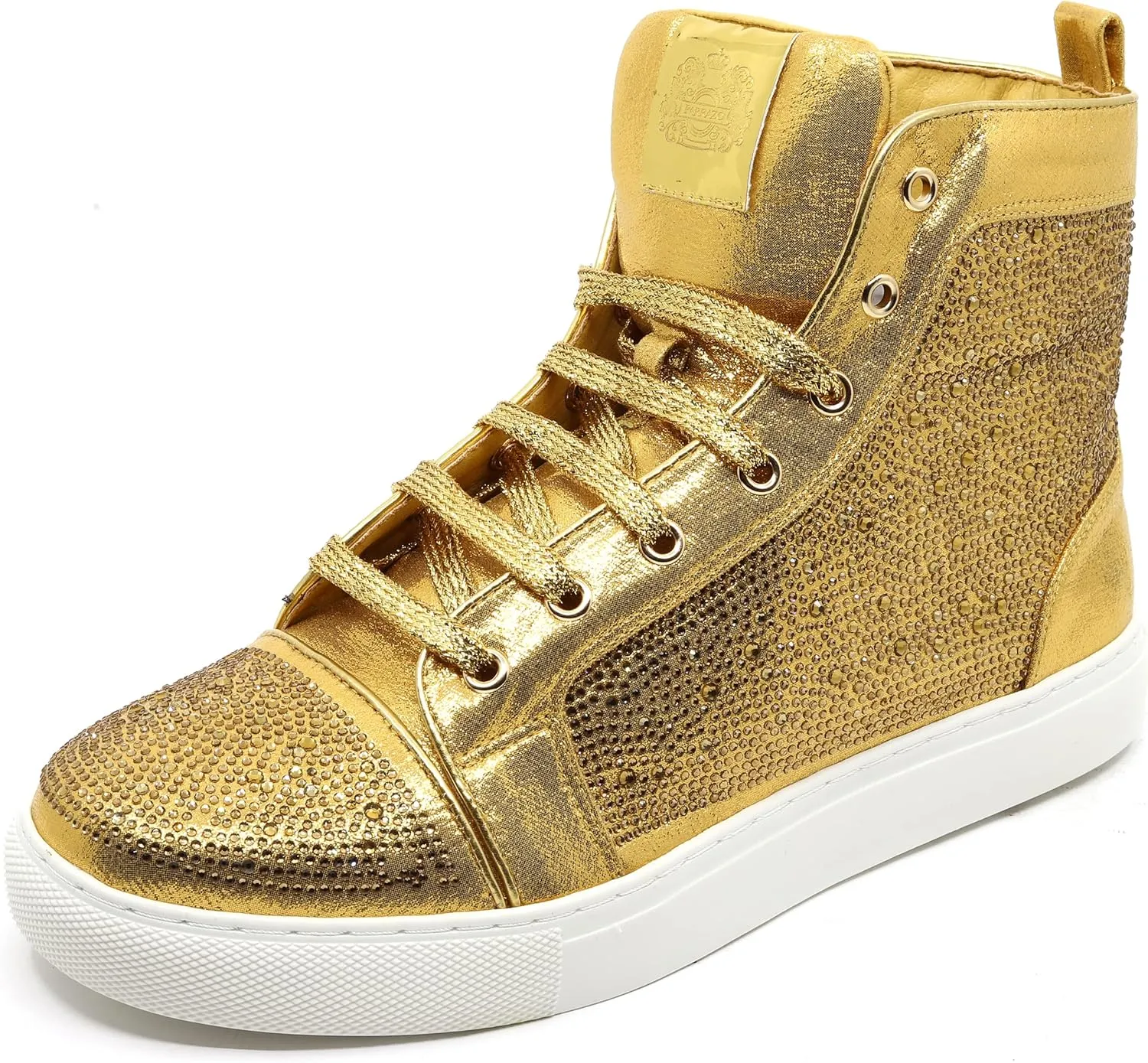 Men's High Top Crystal Shimmer Rhinestone Flat Fashion Casual Sneakers Shoes SNK-07