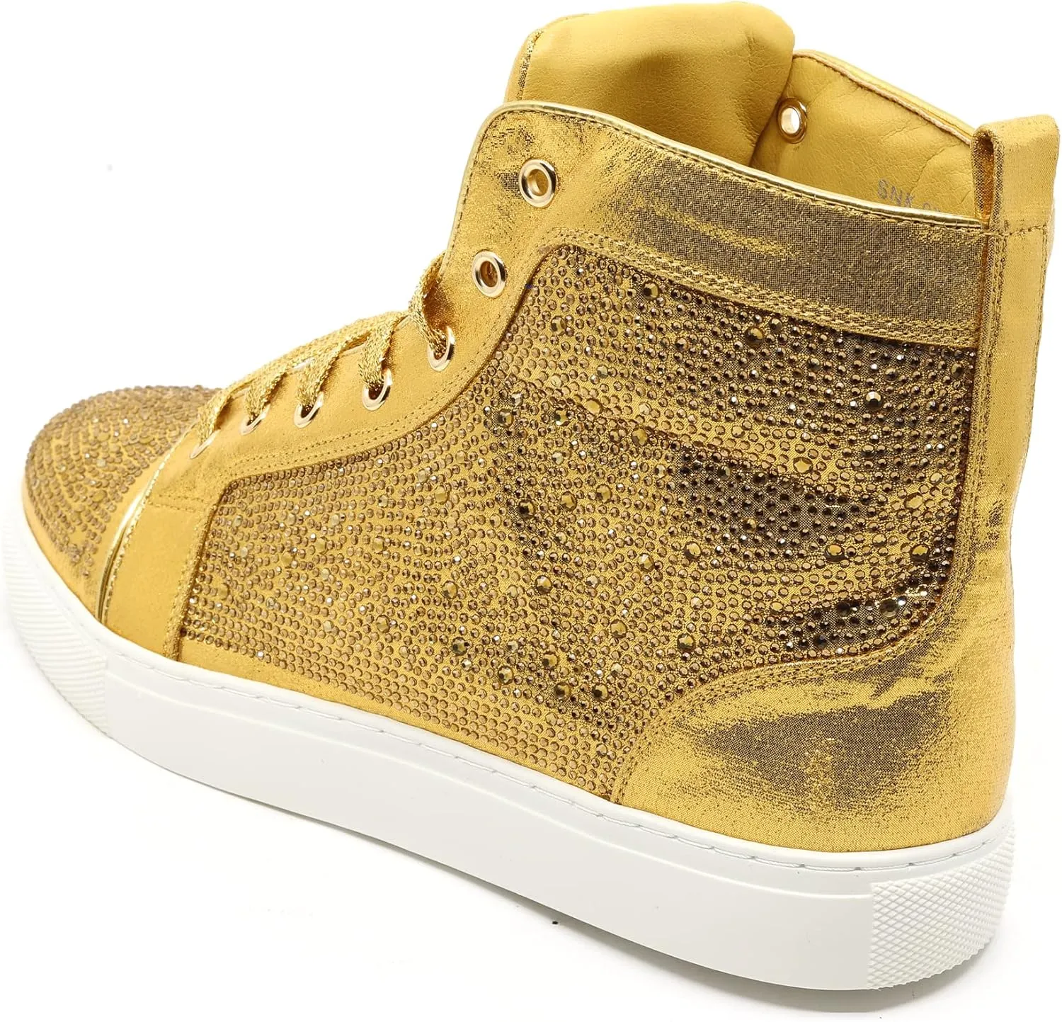 Men's High Top Crystal Shimmer Rhinestone Flat Fashion Casual Sneakers Shoes SNK-07