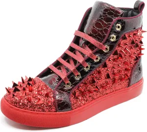Men's High Top Sparkly Spike Flat Fashion Casual Sneakers Shoes SNK-02