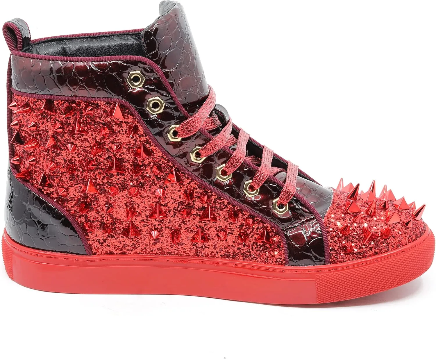 Men's High Top Sparkly Spike Flat Fashion Casual Sneakers Shoes SNK-02