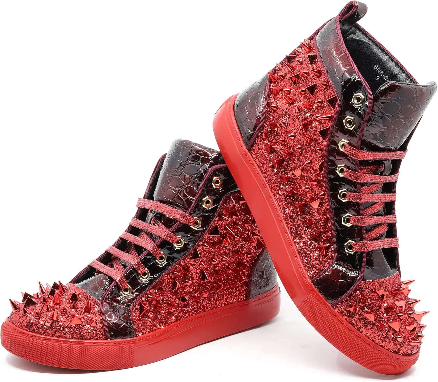 Men's High Top Sparkly Spike Flat Fashion Casual Sneakers Shoes SNK-02