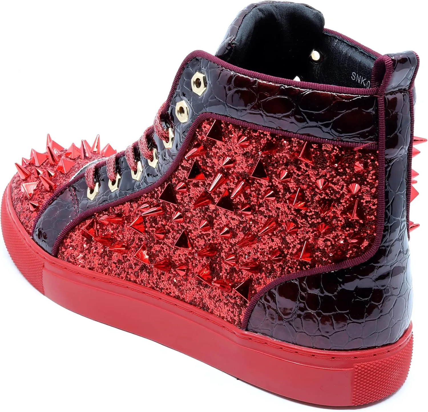Men's High Top Sparkly Spike Flat Fashion Casual Sneakers Shoes SNK-02