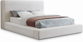 Meridian Furniture DevinCream-K Devin Collection Modern | Contemporary Bed with Luxe Linen Textured Fabric, 97" W x 92.5" D x 45" H, Cream, King Bed