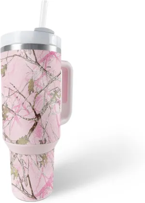 MightySkins Glossy Glitter Skin Compatible with Stanley The Quencher H2.0 FlowState 40 Oz Tumbler - Conceal Pink | Protective, Durable High-Gloss Glitter Finish | Easy to Apply
