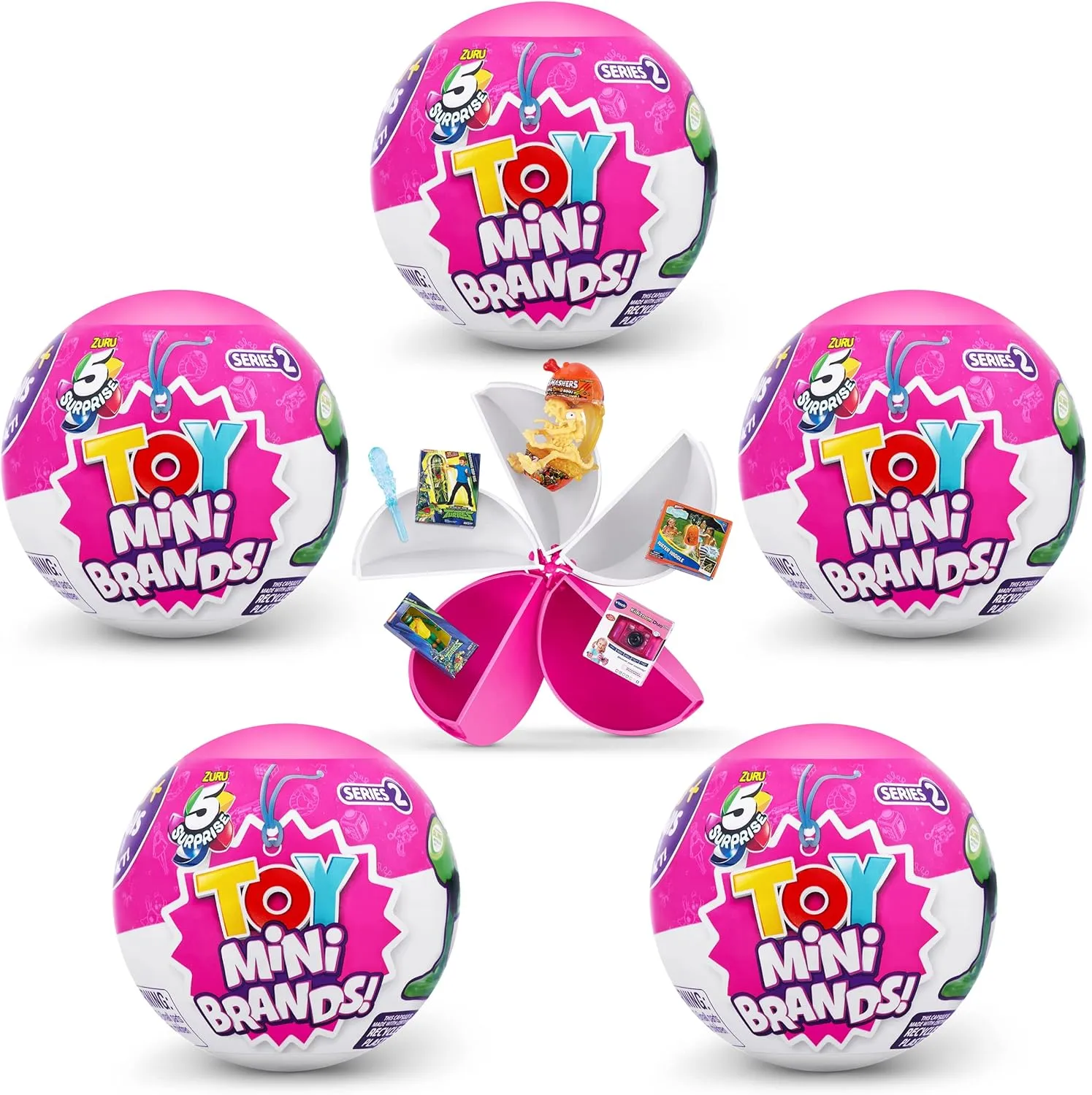 Mini Brands 5 Surprise 77241-B Toy Series 2 Wave 2 (5 Pack) Mystery Collectible Capsule for Ages 3 