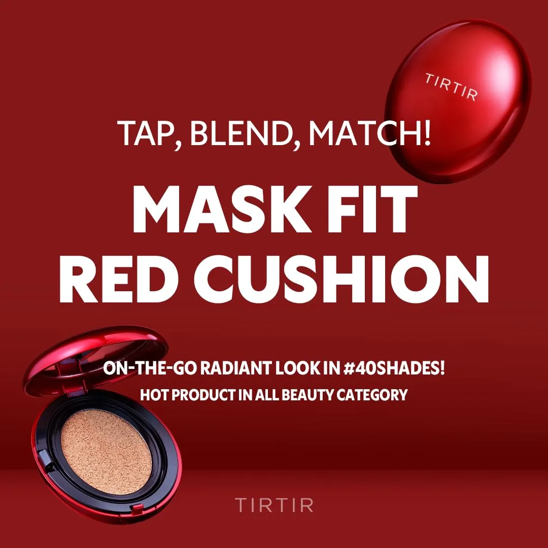 [*Mini Size*] TIRTIR Mask Fit Red Cushion Foundation | Full coverage, Weightless, Skin fit, Satin Glow Finish, Korean Makeup, beauty, Tattoo cover up, Buildable (#24N Latte, 0.15 Fl Oz)