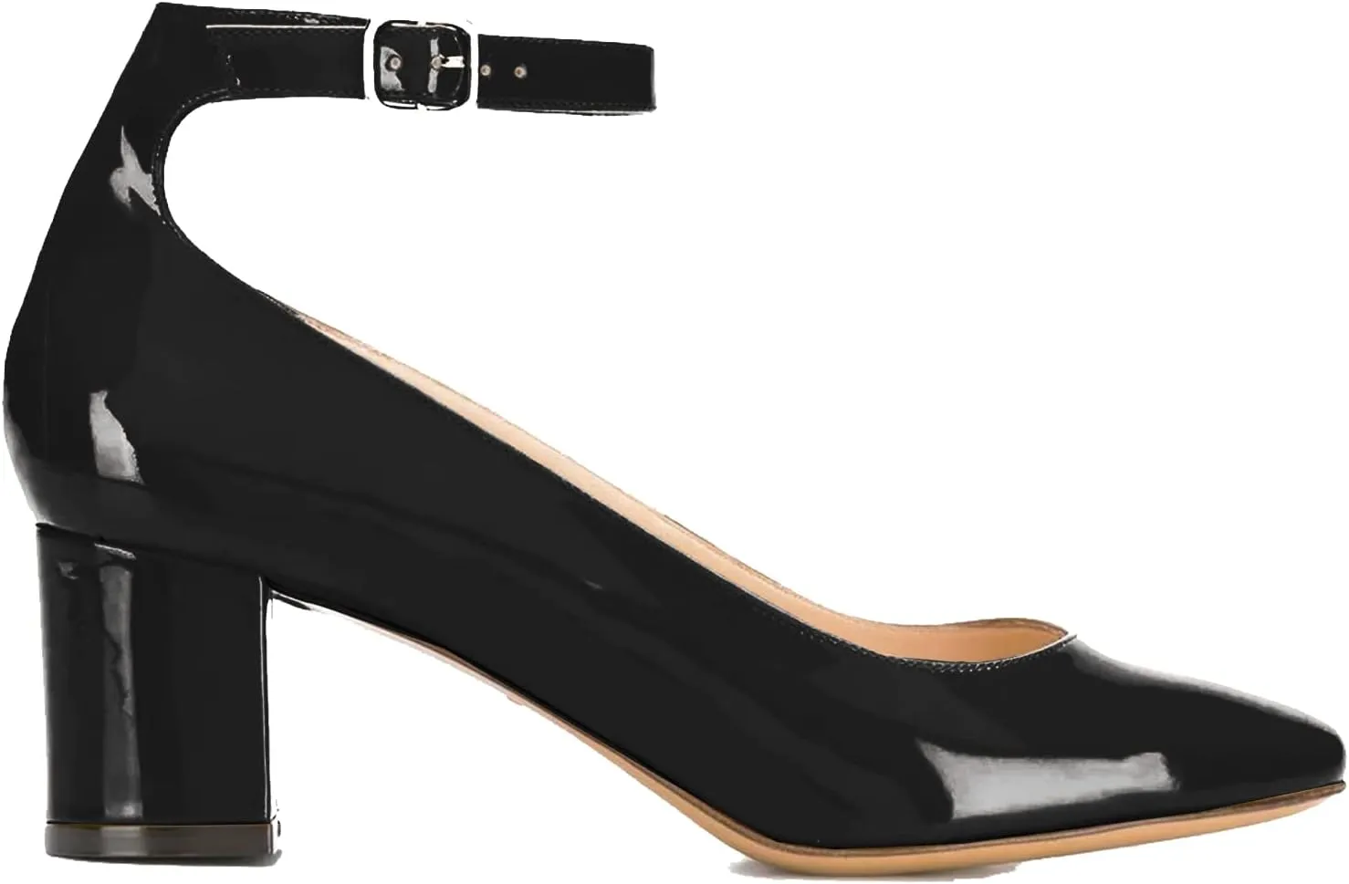 MOOMMO Women Low Chunky Block Heels Sandals Pumps Ankle Strap Round Closed Toe Dress Shoes 2" Heels Patent Suede Classic Formal Mid Heels Wedding Office Work Dance Shoe Dressy Comfort 4-11 M US