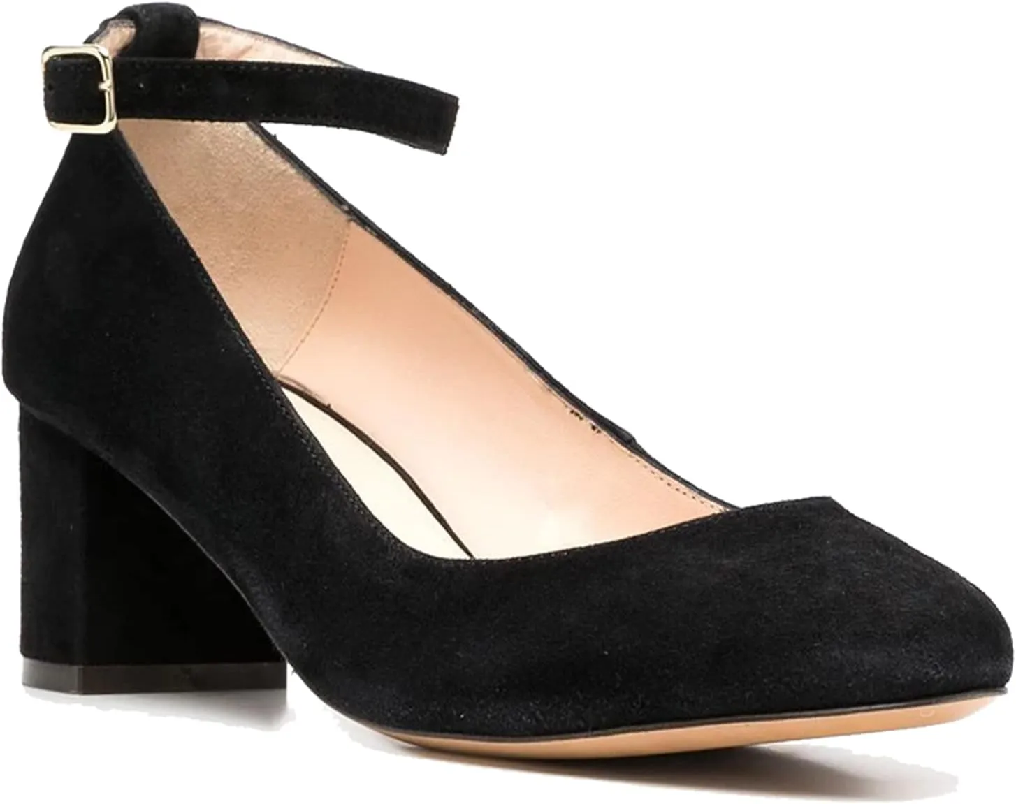 MOOMMO Women Low Chunky Block Heels Sandals Pumps Ankle Strap Round Closed Toe Dress Shoes 2" Heels Patent Suede Classic Formal Mid Heels Wedding Office Work Dance Shoe Dressy Comfort 4-11 M US