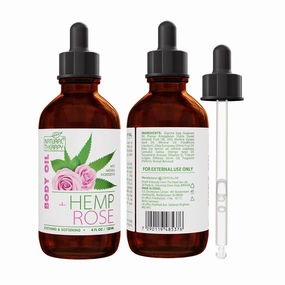 Natural Therapy Hemp & Rose Body Oil – Moisturizing Body Oil – Hydrate & Soften Skin – Increase Skin Elasticity and Provide Anti-Aging Support (4 Fl.Oz)
