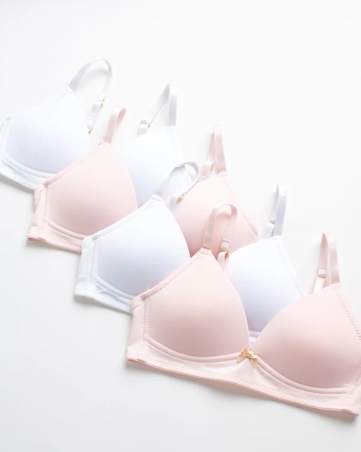Nicole Miller Girls Training Bras - 4 Pack Molded Microfiber A-Cup Bra, Adjustable Straps - No Wire Bra for Girls (30A-36A)