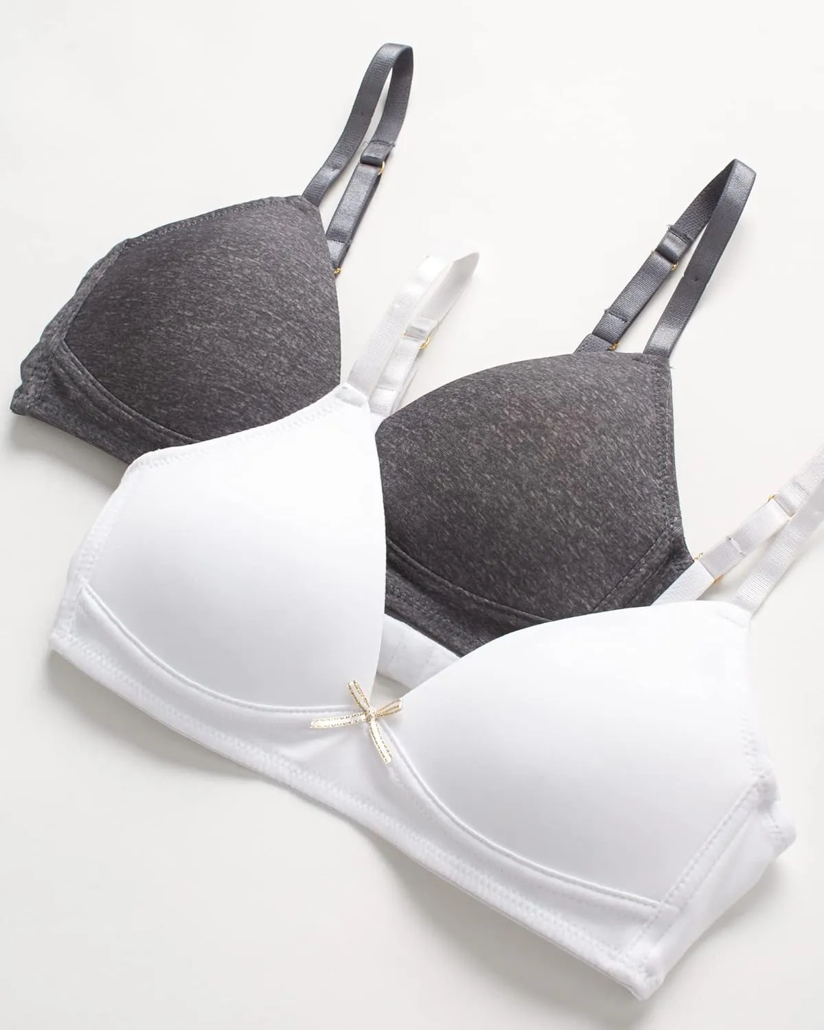 Nicole Miller Girls Training Bras - 4 Pack Molded Microfiber A-Cup Bra, Adjustable Straps - No Wire Bra for Girls (30A-36A)
