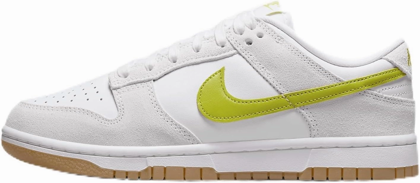 Nike Dunk Low Women's Shoes (HJ7335-133, White/Gum Yellow/Bright Cactus) Size 11.5