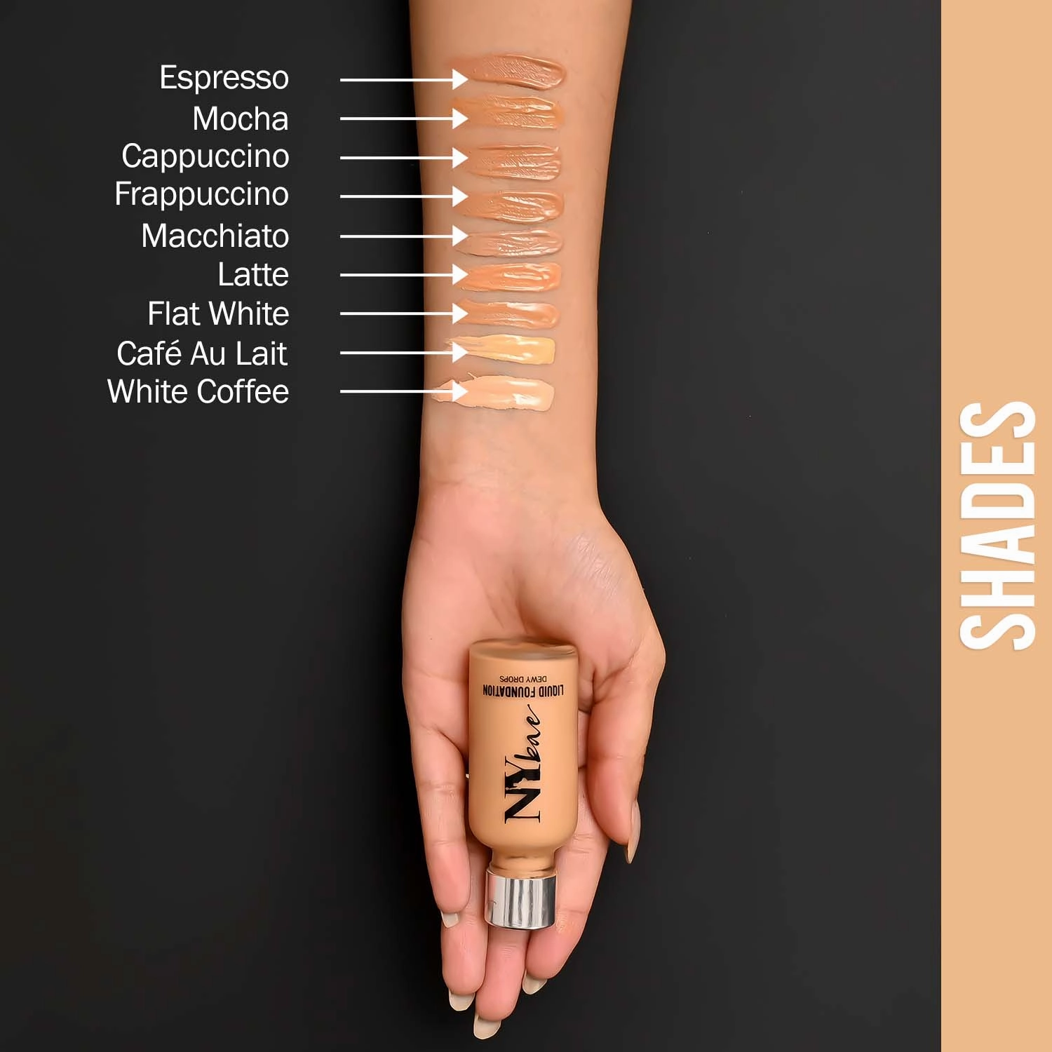 NY Bae Dewy Drops Foundation - Latte 02 (30 ml) | Fair Skin | Warm Undertone | Full Coverage | Long Wear | Transfer Resistant