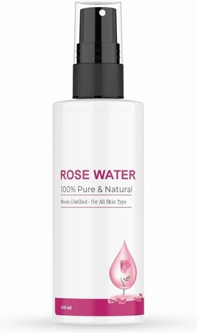 O.rganic Rose Water | Gulab Jal | for Soothing Any Skin Inflammations, Hydrating Your Skin, Cleansing Your Pores & Soothing Redness of Skin | Natural & Organic Ingredients 5.07 Fl Oz, Clear