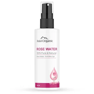 Organic Rose Water | Gulab Jal | For Soothing Any Skin Inflammations, Hydrating Your Skin, Cleansing Your Pores & Soothing Redness Of Skin | Natural & Organic Ingredients 5.07 Fl Oz, Clear