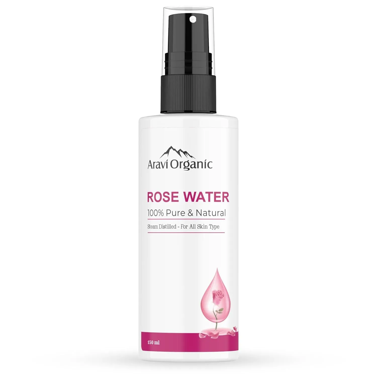 Organic Rose Water | Gulab Jal | For Soothing Any Skin Inflammations, Hydrating Your Skin, Cleansing Your Pores & Soothing Redness Of Skin | Natural & Organic Ingredients 5.07 Fl Oz, Clear