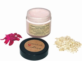 Organic Indian Ginseng Face Cream with Rosehip & Vitamin E Oil, Face Moisturizer, Anti Aging Face Cream, Ashwagandha Rose Face Cream, Ayurvedic Face Cream, VEGAN (0.5 oz)