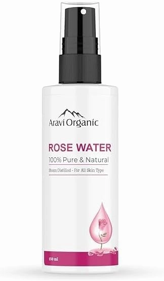Organic Rose Water | Gulab Jal | for Soothing Any Skin Inflammations, Hydrating Your Skin, Cleansing Your Pores & Soothing Redness of Skin | Natural & Organic Ingredients 5.07 Fl Oz, Clear