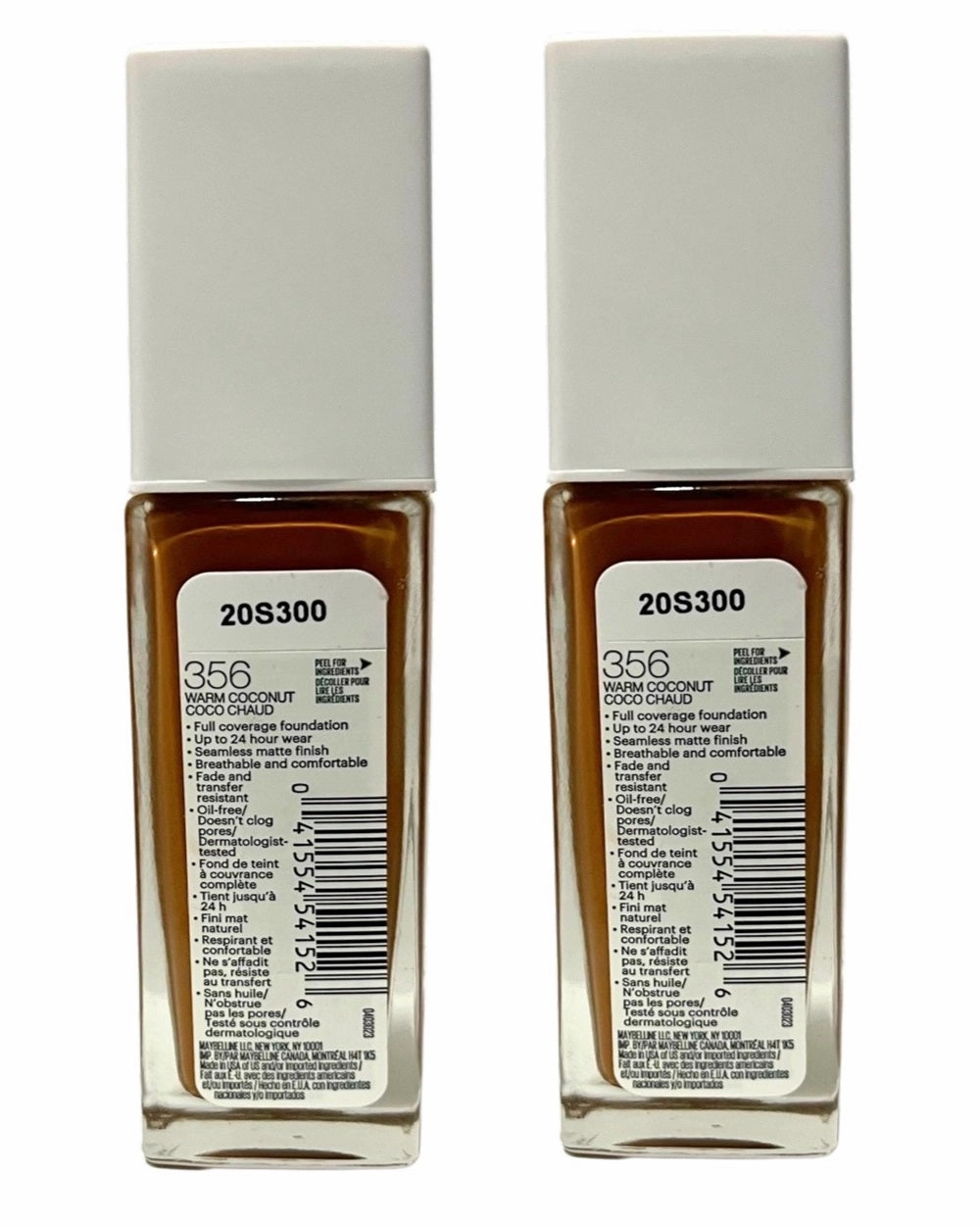 Pack of 2 Maybelline New York Superstay Full Coverage 24HR Liquid Foundation, Warm Coconut 356