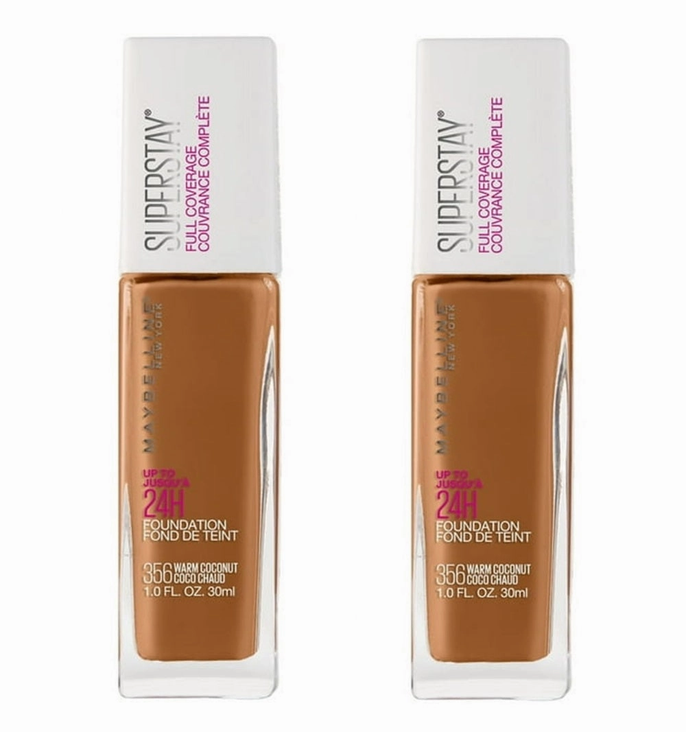Pack of 2 Maybelline New York Superstay Full Coverage 24HR Liquid Foundation, Warm Coconut 356