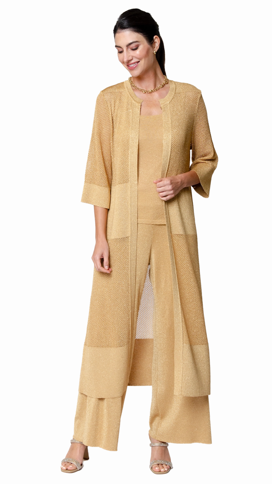 Paola Wide Leg Shimmery Pant; Golden Sands
