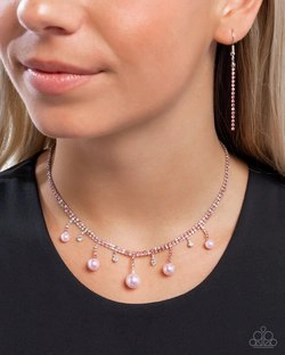 Paparazzi Necklace ~ Shimmery Safeguard - Pink